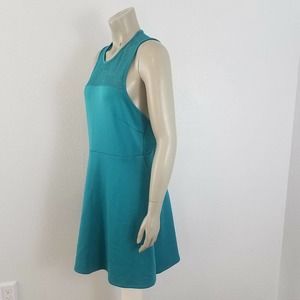Mossimo Large Teal Sheer Jersey Mesh Sleeveless Fit and Flare Skater Dress 90's